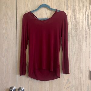 Red Cross Back Long Sleeve Top